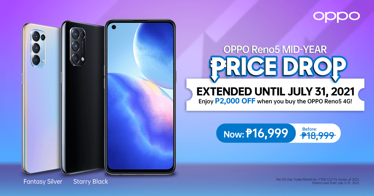 Promo Alert: OPPO Reno5 4G and A15s Price Drop until July 31