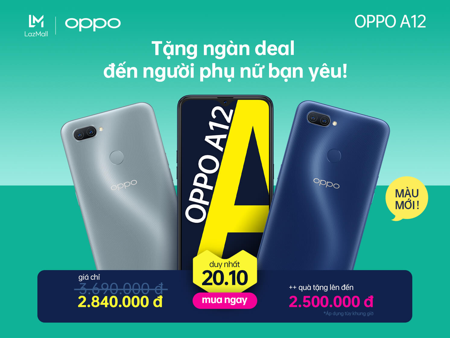 OPPO A12 ra mắt màu mới, độc quyền trên Lazada nhân ngày Phụ Nữ Việt Nam 20/10